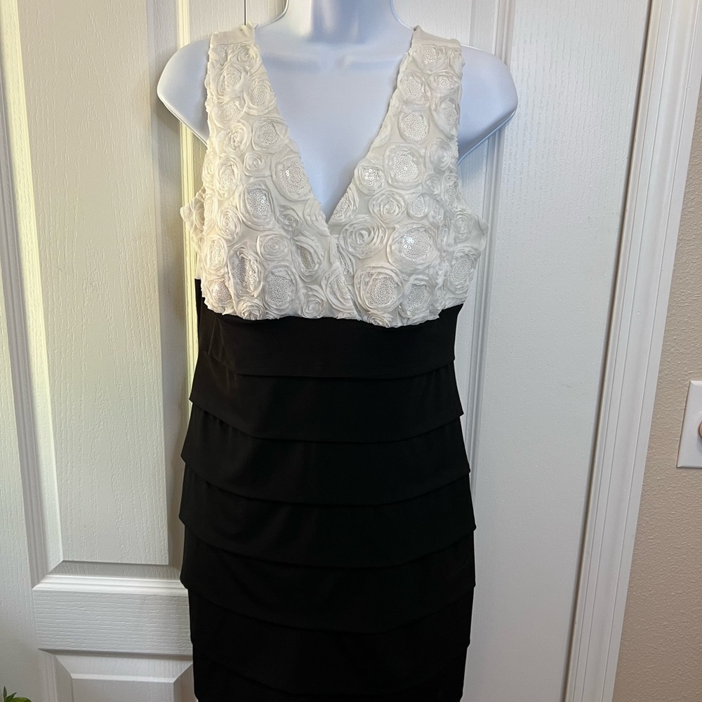 NWOT Enfocus Studio Elegant Black and Ivory Dress